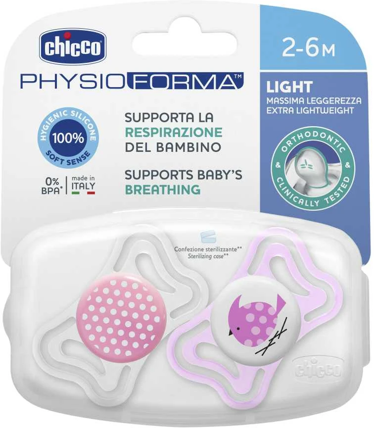 "Chicco" čiulptukas Physio Light Girl 2-6m 2 vnt