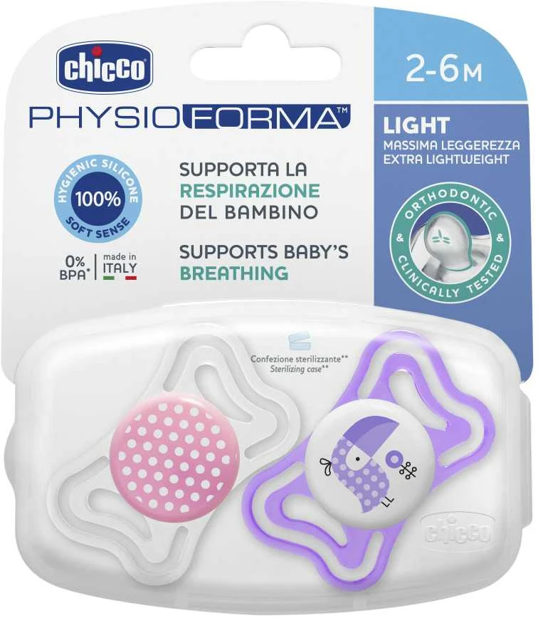 "Chicco" čiulptukas Physio Light Girl 2-6m 2 vnt