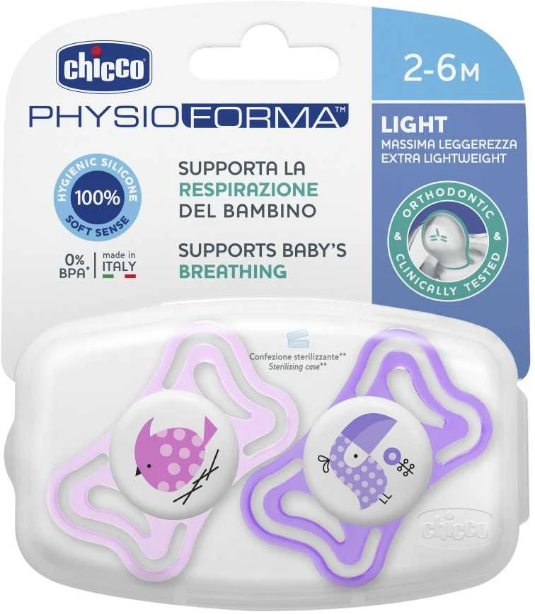 "Chicco" čiulptukas Physio Light Girl 2-6m 2 vnt