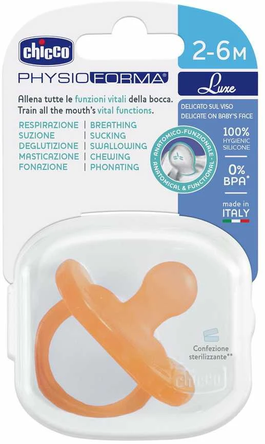 Chicco Čiulptukas nusiraminimui Soft Luxe pomarańcowy 2-6m
