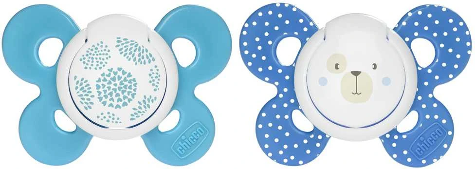 CHICCO Ortodontinis žindukas PHYSIO COMFORT su sterilizavimo dėklu, 6-12M, Iš "Mum effect" silikono