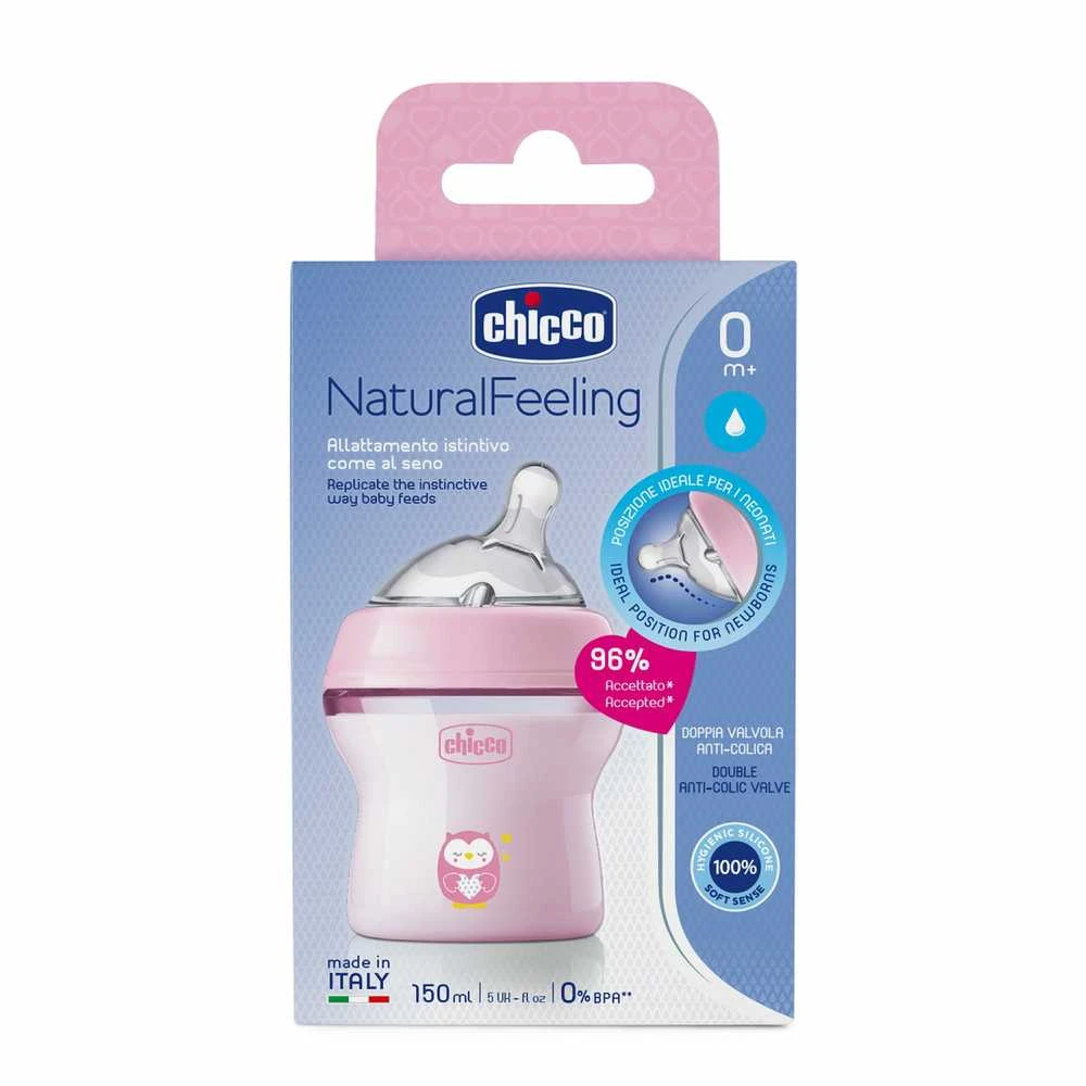 Chicco Buteliukas plastikowa NaturalFeeling rožinė 150ml 0m+