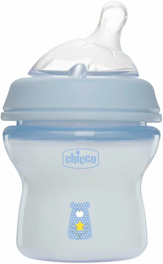 Chicco NaturalFeeling plastikinis buteliukas mėlynas 150 ml 0m+