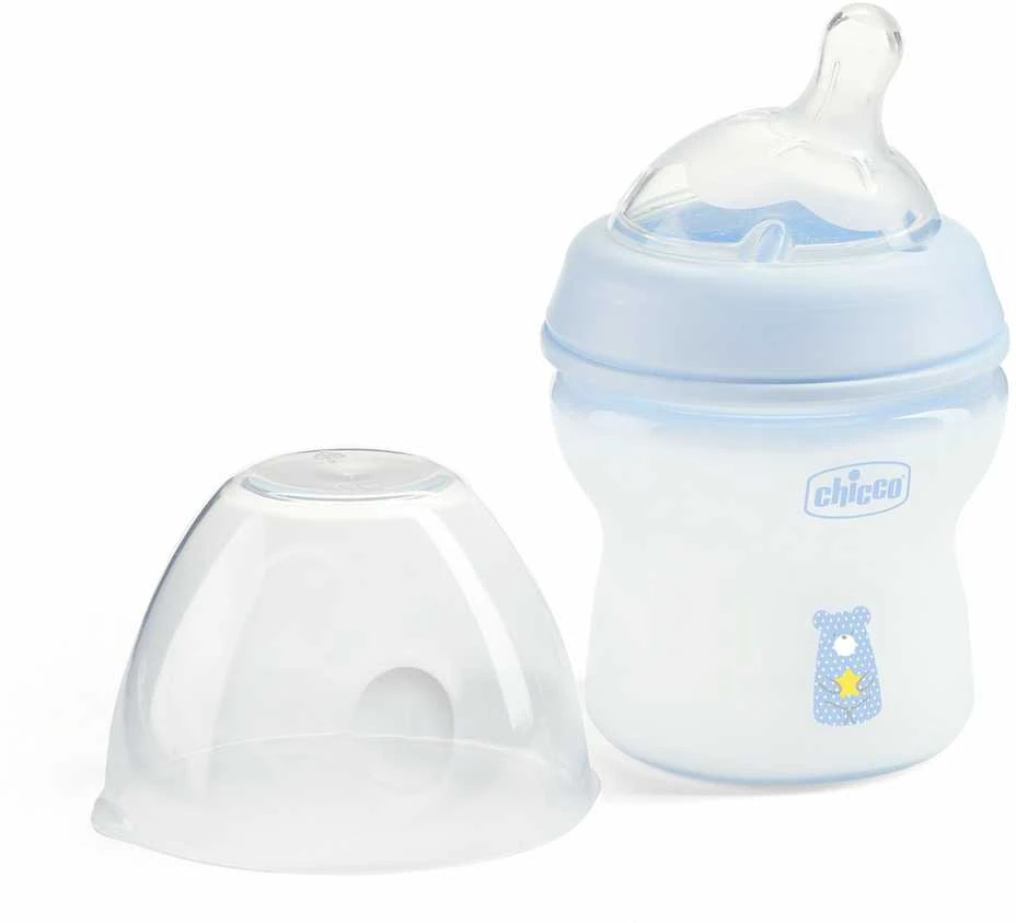 Chicco NaturalFeeling plastikinis buteliukas mėlynas 150 ml 0m+