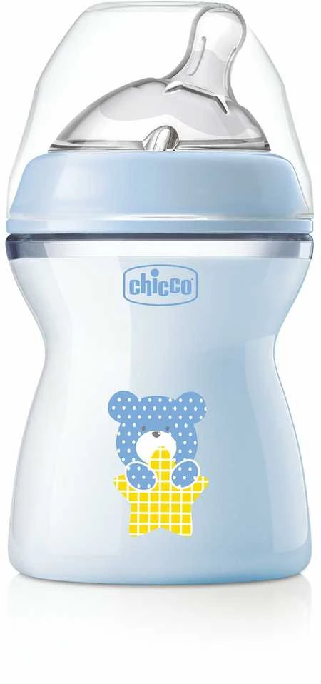 Chicco Bib Nat-Feel 2m Boy silikoninis maitinimo buteliukas vidutinio tėkmės 250ml