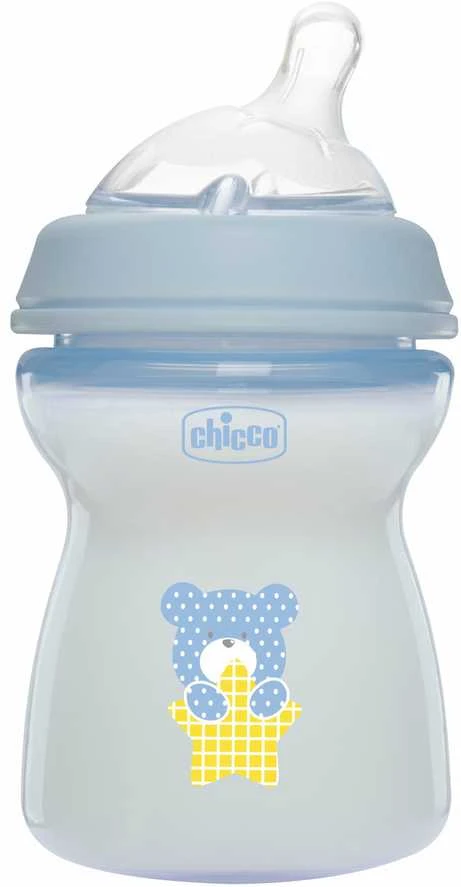 Chicco Bib Nat-Feel 2m Boy silikoninis maitinimo buteliukas vidutinio tėkmės 250ml