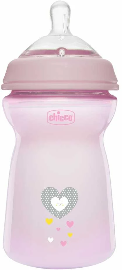 Chicco Buteliukas plastikowa NaturalFeeling rožinė 350ml 6m+