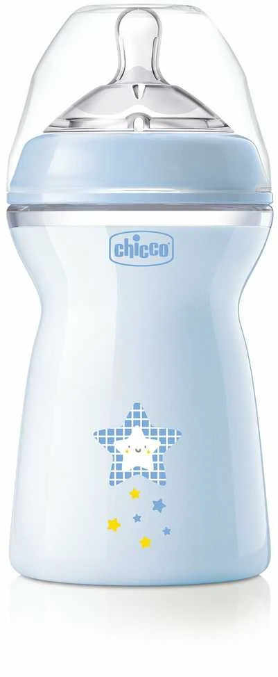 Chicco Naturalfeeling Mėlyna Baby Bottle Fast Flow buteliukas kūdikiams 330ml 6m