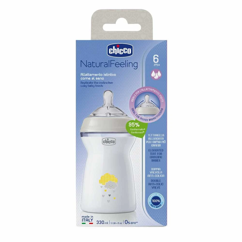 Chicco NaturalFeeling silikoninis buteliukas kūdikiui 330ml 6M+