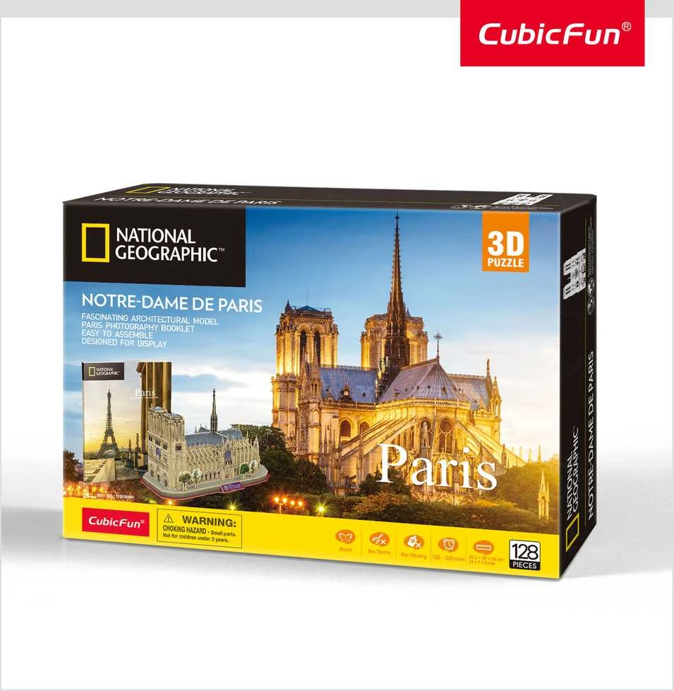CUBICFUN 3D dėlionė iš serijos „National Geographic“ - „Noterdamo katedra“