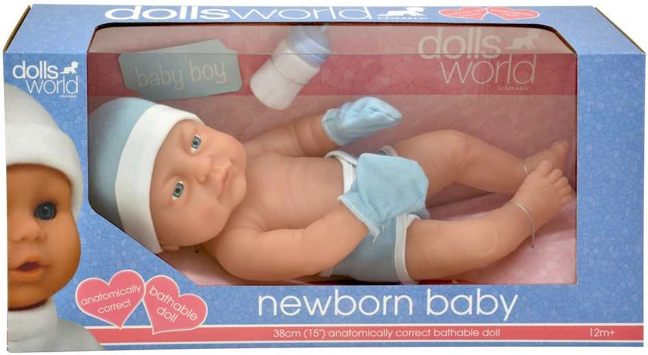 DOLLSWORLD Lėlytė kūdikis, berniukas, 38 cm