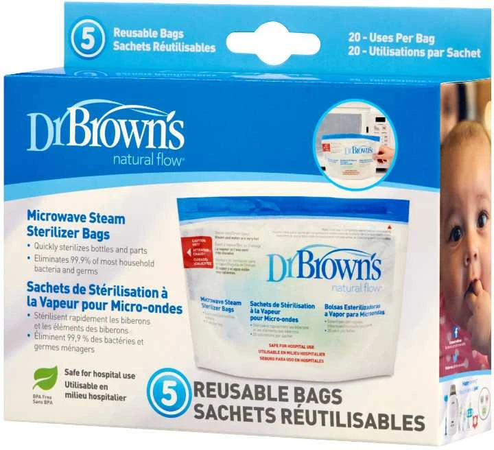 DR. BROWN'S sterilizavimo maišeliai mikrobangų krosnelei, 5 vnt.