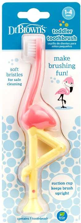 Dr. Brown's dantų šepetėlis 1-4 metų Flamingo