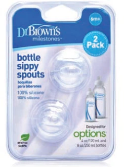 DR. BROWN'S snapeliai OPTIONS+ buteliukams siauru kakleliu, silikoniniai, 2 vnt.