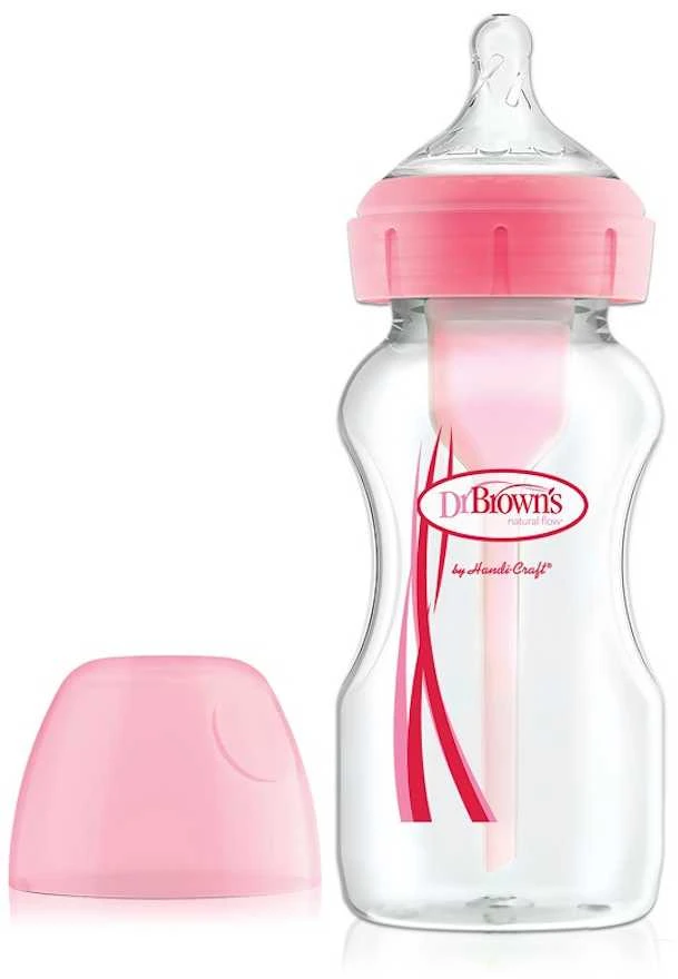 DR. BROWN'S OPTIONS+ 270 ml plataus kaklelio buteliukas Rožinis