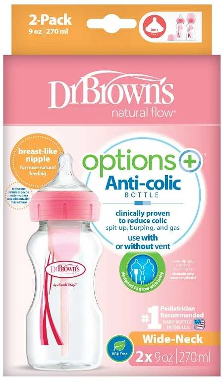 Rožinis Dr. Browns 270 ml buteliukas pakuotėje