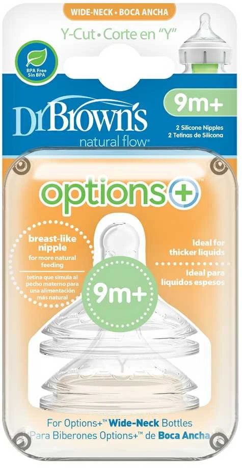 DR. BROWN'S OPTIONS+ Y-CUT plataus kaklelio silikoniniai žindukai, 2 vnt.