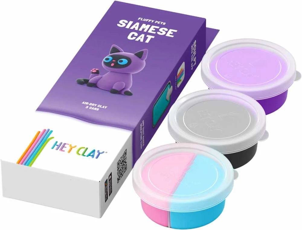 HEY CLAY HCL30112CEE figūrėlė Pūkuoti gyvūnai Siamo katė 3 pakuotė
