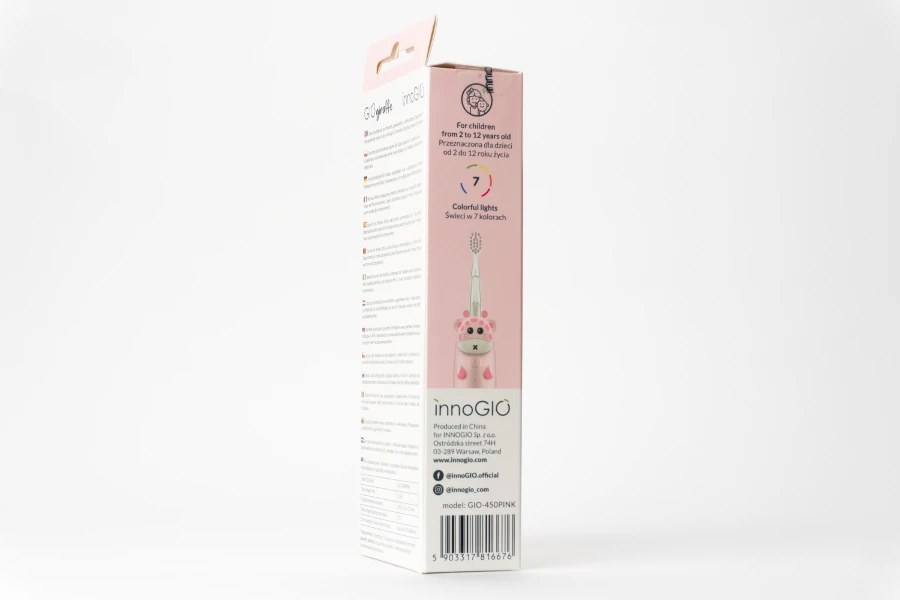 InnoGiO elektrinis dantų šepetėlis žirafa rožinis GIO-450PINK