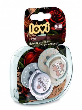 LOVI 22/868 Dinaminis silikoninis čiulptukas 6-18 m 2vnt I Love
