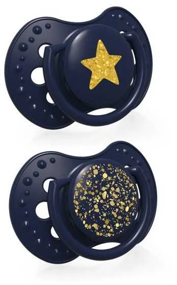 LOVI silikoniniai dinaminiai čiulptukai STARDUST, mėlyna, 0-3 mėn., 2 vnt., 22/892_blue