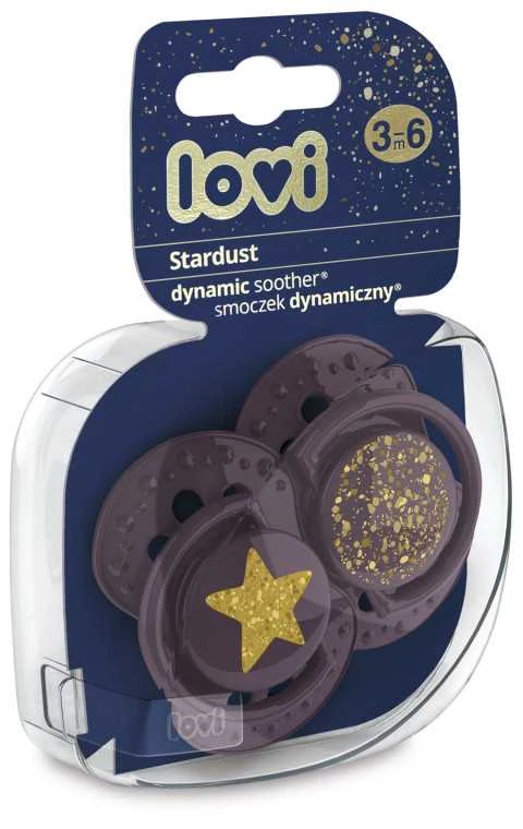 LOVI 22/893 Dinaminis silikoninis čiulptukas 3-6m 2 vnt Stardust violetinė