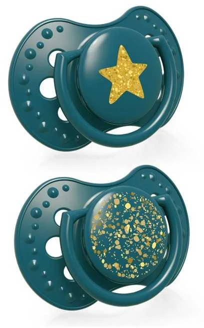 LOVI silikoniniai dinaminiai čiulptukai STARDUST, žalia, 6-18 mėn., 2 vnt., 22/894_green