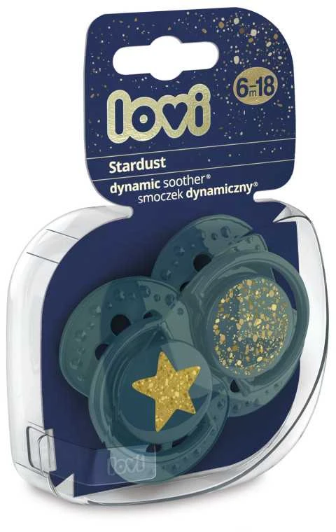 LOVI silikoniniai dinaminiai čiulptukai STARDUST, žalia, 6-18 mėn., 2 vnt., 22/894_green