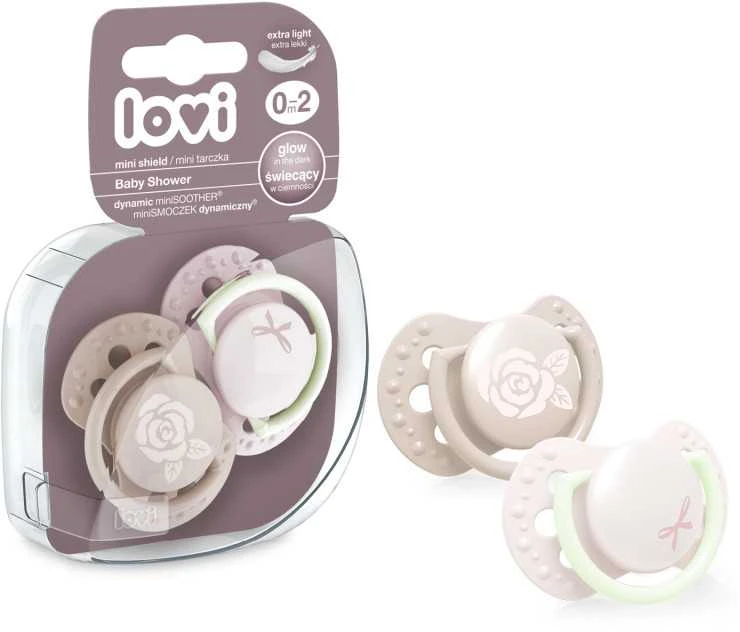 LOVI silikoninis čiulptukas, Baby Shower Girl, 0-2mėn., 2 vnt., 22/900girl