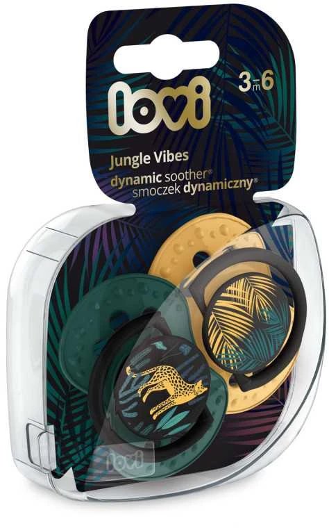 LOVI 22/902 Dinaminis silikoninis čiulptukas 3-6m 2vnt Jungle Vibes Boy