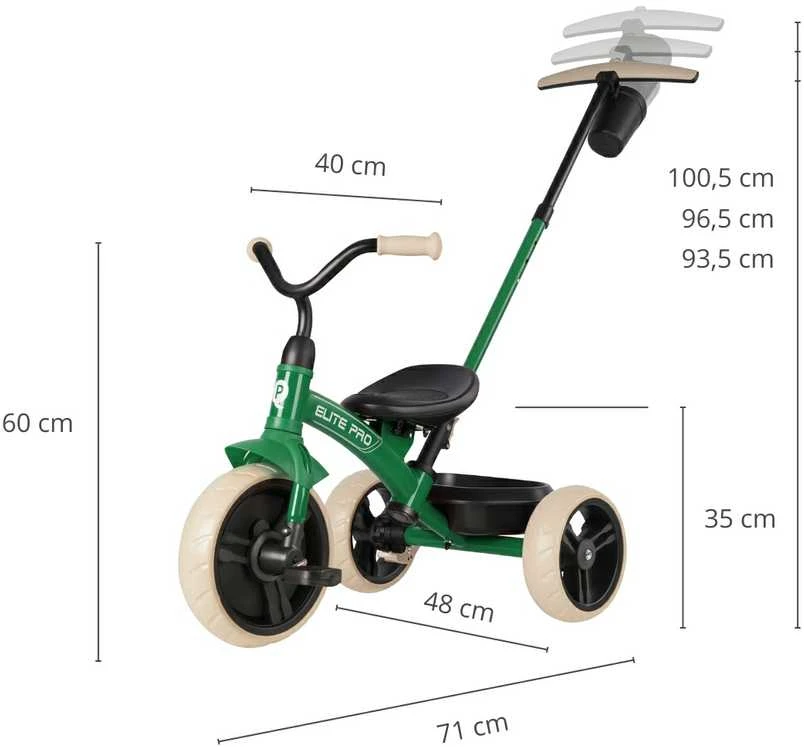 MILLY MALLY Qplay Triratis Elite Pro žalias