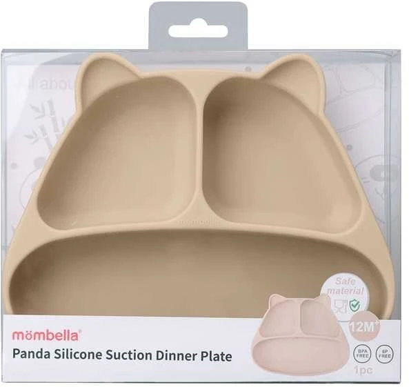 Mombella 01513 Panda šviesiai ruda lėkštė su siurbtuku