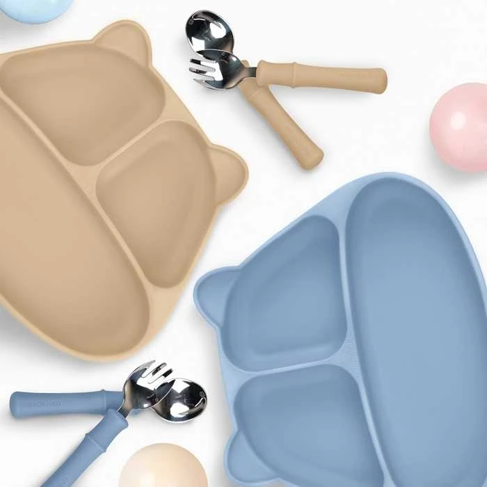 Mombella 01513 Panda šviesiai ruda lėkštė su siurbtuku