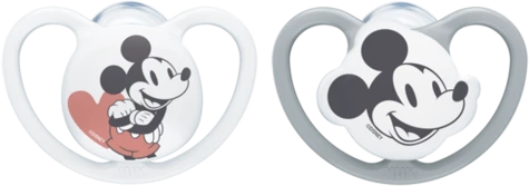 NUK 175281 čiulptukas 0-6 raminantis silikonas SPACE MICKEY MOUSE 2vnt