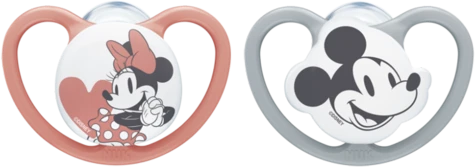 NUK 175281 čiulptukas 0-6 raminantis silikonas SPACE MICKEY MOUSE 2vnt