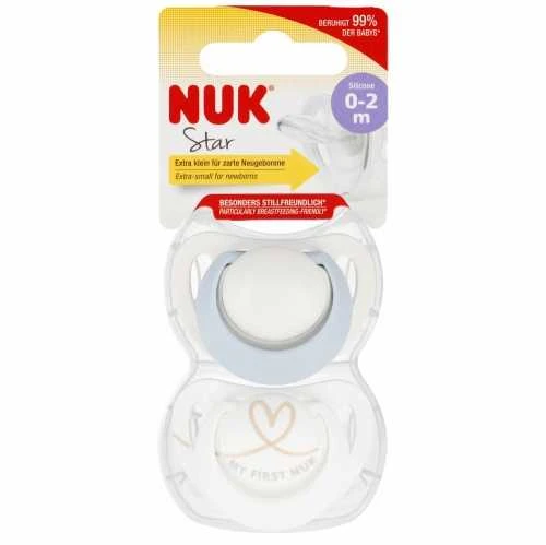 NUK 175283 čiulptukas 0-2m Mėlynas STAR 2vnt.
