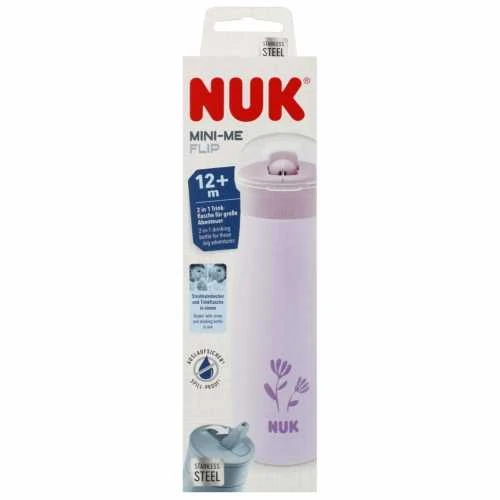 NUK 225329 nerūdijančio plieno puodelis 500ml mini +12m gėlė