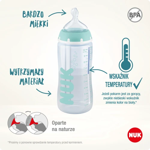 NUK 741148 FC+ buteliukas 300 ml ANTI-COLIC Professional su temperatūros indikatoriumi Silikoninis čiulptukas 0-6 m