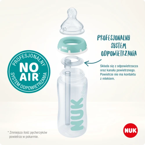 NUK buteliuko komponentai ir oro cirkuliacijos sistema