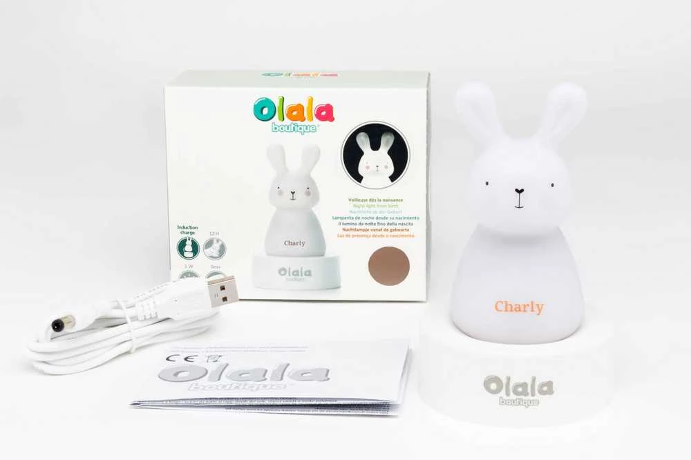 Olala Boutique Olala LED naktinė lempa - Kiškis Charly, rožinė