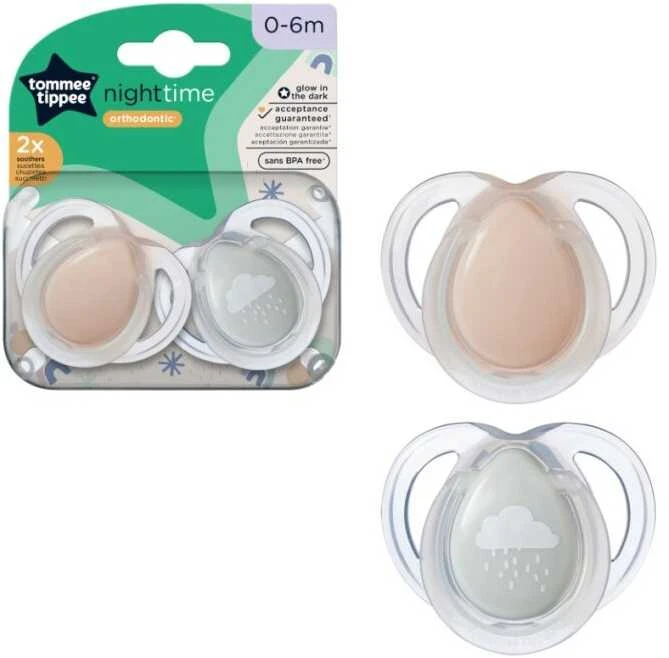 TOMMEE TIPPEE TTP43338095 čiulptukai NIGHT TIME 0-6m mix 2pack