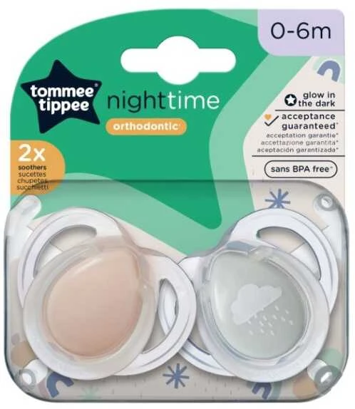 TOMMEE TIPPEE TTP43338095 čiulptukai NIGHT TIME 0-6m mix 2pack