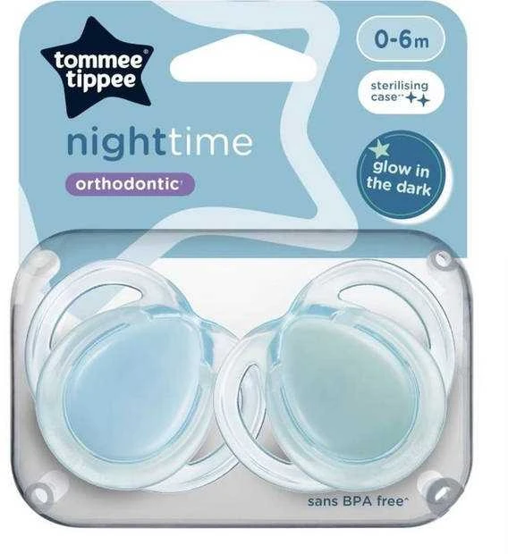 TOMMEE TIPPEE TTP43338095 čiulptukai NIGHT TIME 0-6m mix 2pack
