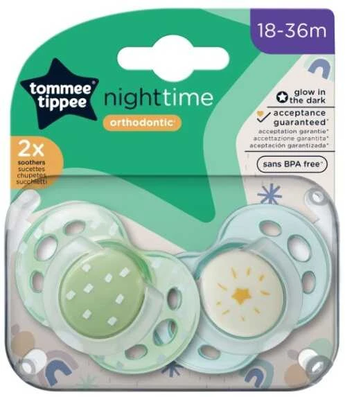 Tommee Tippee Silikoniniai čiulptukai Night Time 18-36 m 2 vnt. (43340094)