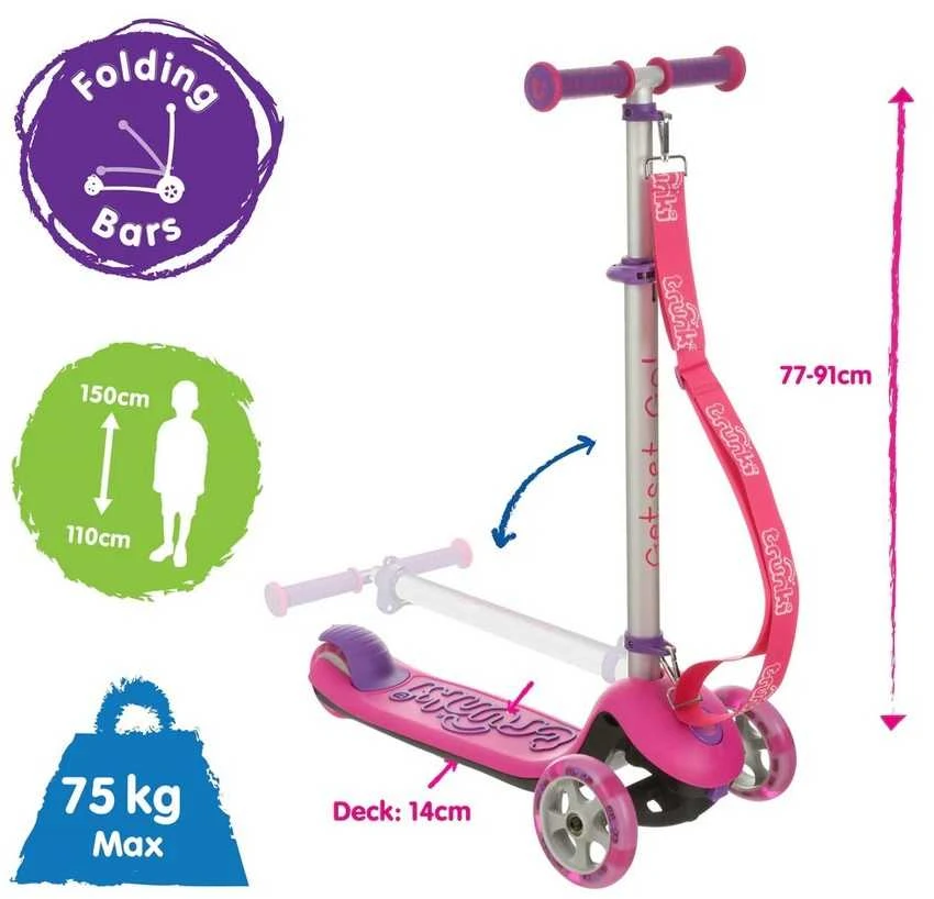 TRUNKI TRU-SCL-EU-ZZ-02 Trunki sulankstomas paspirtukas - rožinis, didelis