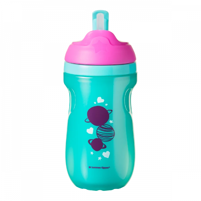 Tommee Tippee TT 44702451 Vandens butelis su šiaudeliu Girl 260ml 12+