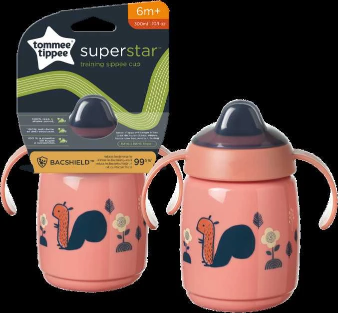 TOMMEE TIPPEE 300 ml 6+ mėn. WEANING SIPPEE puodelis – gertuvė, rožinė