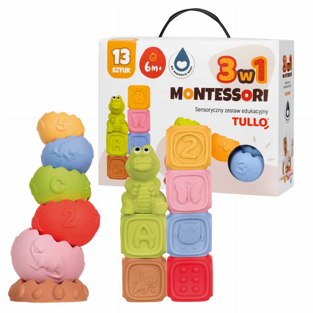 AM Tullo TULLO 612 sensoriniai blokai, sensorinė piramidė, Montessori mokomasis gyvūnų rinkinys 13 vnt.