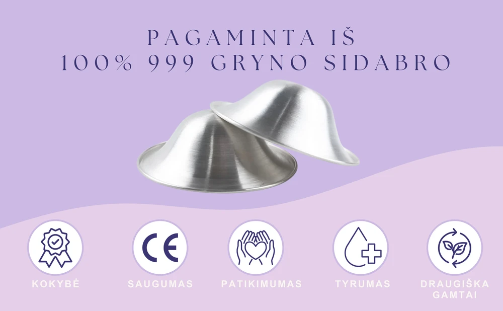 TYLLA sidabrinės spenelių kepurėlės (antspeniai/gaubteliai)
