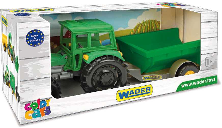 WADER 35020 Traktorius Farmer su priekaba kartoninėje dėžėje